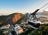 Cable Car to Morro da Urca and Sugarloaf Mountain at sunset, Rio de Janeiro, Brazil, South America