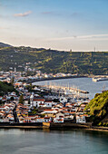 Horta seen from Monte da Guia, elevated view, Faial Island, Azores, Portugal, Atlantic, Europe