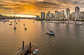 View of Vancouver skyline and False Creek as viewed from Cambie Street Bridge, Vancouver, British Columbia, Canada, North America