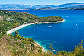 View over Kerasia beach, Corfu, Ionian islands, Greek Islands, Greece, Europe