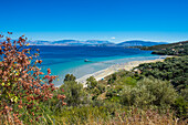 View over Apraos Beach, northern Corfu, Ionian islands, Greek Islands, Greece, Europe
