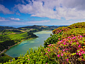 Lagoa das Furnas, elevated view, Sao Miguel Island, Azores, Portugal, Atlantic, Europe