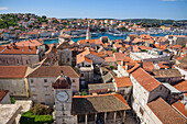 View from the bell tower, Cathedral of St. Lawrence, Trogir Old Town, UNESCO World Heritage Site, Croatia, Europe