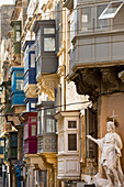 Statue on Tirq San Pawl (St. Paul Street) in old Valletta, UNESCO World Heritage Site and European Capital of Culture 2018, Malta, Mediterranean, Europe