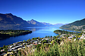 Blick bei Queenstown auf den Wakatipu See, Südinsel, Neuseeland