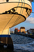 Museumsschiff Gorch Fock 1 im Hafen von Stralsund, Ostseeküste, Mecklenburg-Vorpommern, Deutschland
