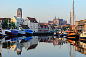 In the harbor, a lot is being shot for the SOKO, Wismar, Ostseeküste, Mecklenburg-Western Pomerania, Germany