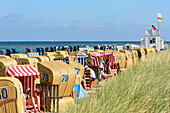 Beach with beach chairs, island Poel, place Timmendorfer beach, Baltic Sea coast, Mecklenburg-Western Pomerania Germany
