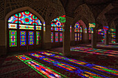 Light in Nasir ol Molk mosque, Shiraz, Iran, Asia