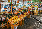 Assortment of various fruits and vegetables in a street market in Rio de Janeiro, Brazil, South America