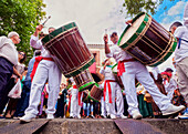 Drums in parade, Romeria de San Benito de Abad, traditional street party, San Cristobal de La Laguna, Tenerife Island, Canary Islands, Spain