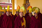 Buddhist monks of the yellow hat tradition, Gyuto Tantric Monastery, Dharamsala, Himachal Pradesh, India, Asia