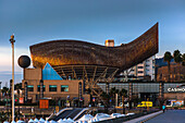 Frank Gehry Fish sculpture at the beach next to the Casino in Barcelona, Catalonia, Spain, Europe