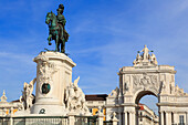 King Jose Monument, Praca Do Comercio, Lisbon, Portugal, Europe