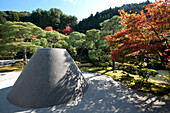 Sand cone called Moon Viewing Platform in the sand garden area of Ginkakuji (Silver Pavilion) Zen temple garden, Kyoto, Japan, Asia