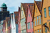 Row of wooden houses, Tyske Bryggen, Hanseatic Quarter, UNESCO World Heritage Site, Bergen, Hordaland, Norway, Scandinavia, Europe