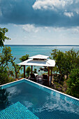 View from the Pavillion at the Lizard Island Resort over pool to the ocean