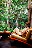 The view from the Healing Waters Spa goes straight into rainforest