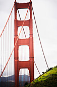 One tower of the Golden Gate Bridge, San Francisco, CA.