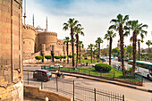 Traffic in front of Saladin Citadel of Cairo during day, Cairo, Egypt