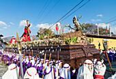 Good Friday procession in the streets of Antigua during Holy Week 2017, Antigua, Guatemala, Central America