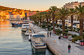 The seaside promenade of Split at sunrise, Split, Croatia, Europe