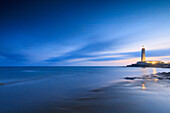 Lighthouse at dusk, Capo Granitola, Campobello di Mazara, province of Trapani, Sicily, Italy, Mediterranean, Europe