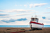 Fishing boat on Dungeness Beach, Kent, England, United Kingdom, Europe