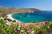 View over Ganema beach on island's south coast, Serifos, Cyclades, Aegean Sea, Greek Islands, Greece, Europe