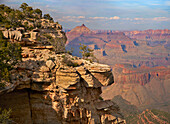 Canyon cliffs, Vishnu Temple from South Rim Trail near Yaki Point, Grand Canyon National Park, Arizona