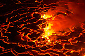 Lava in volcanic crater, Mount Nyiragongo, Virunga National Park, Democratic Republic of the Congo