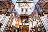Interior, Nikolai church, Stralsund, Mecklenburg-Western Pomerania, Germany