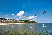 View from pier, Bansin, Usedom island, Mecklenburg-Western Pomerania, Germany