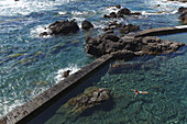 Meerwasser-Schwimmbecken, La Fajana, bei Barlovento, Nordküste, Atlantik, UNESCO Biosphärenreservat, La Palma, Kanarische Inseln, Spanien, Europa
