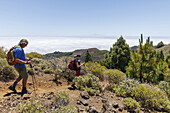 hiking, couple, ascent to Birigoyo mountain, 1807m,  Parque Natural de Cumbre Vieja, UNESCO Biosphere Reserve, La Palma, Canary Islands, Spain, Europe