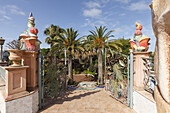 entrance, El Jardin de las Delicias, Parque Botanico, town parc, designed by the artist Luis Morera, Los Llanos de Aridane, UNESCO Biosphere Reserve, La Palma, Canary Islands, Spain, Europe