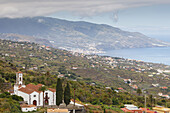 view across Iglesia Parroquial de San Blas, church, Villa de Mazo, town, UNESCO Biosphere Reserve, La Palma, Canary Islands, Spain, Europe