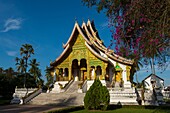 The Haw Pha Bang (the Royal temple) at the Royal Palace Museum in the UNESCO world heritage town of Luang Prabang in Central Laos.
