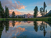 Mountain reflected in alpine lake, Mount Gibbs, Tioga Pass, Sierra Nevada, Yosemite National Park, California