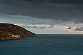 Cloudy day in Manarola, Cinque Terre, municipality of Riomaggiore, La Spezia provence, Liguria, Italy, Europe