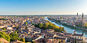 View of Adige river and Verona old town. Verona, Veneto, Italy