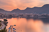 Red sunset on Como, lake Como, Lombardy, Italy, Europe