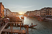Sunset on Canal Grande from Rialto Bridge, Venice, Veneto, Italy