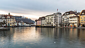 Riverside of Reuss river, Lucern district, Lucern Canton, Switzerland