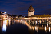 Kapellbrucke bridge, Lucerne, canton of Lucerne, Switzerland