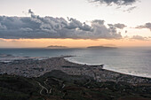 Trapani and Egadi Islands seen from Venus Castle, Erice, Trapani province, Sicily, Italy