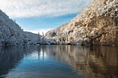 Lake and forests of Plitvice Lakes National Park in winter, Plitvicka Jezera, Lika and Senj County, Croatia