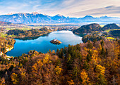 Bled Island and Lake Bled. Bled, Upper Carniolan region, Slovenia
