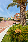Main square of the old town, Porto Azzurro, Elba Island, Livorno Province, Tuscany, Italy