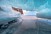 Inside the ice cave at Lake Baikal, Irkutsk region, Siberia, Russia